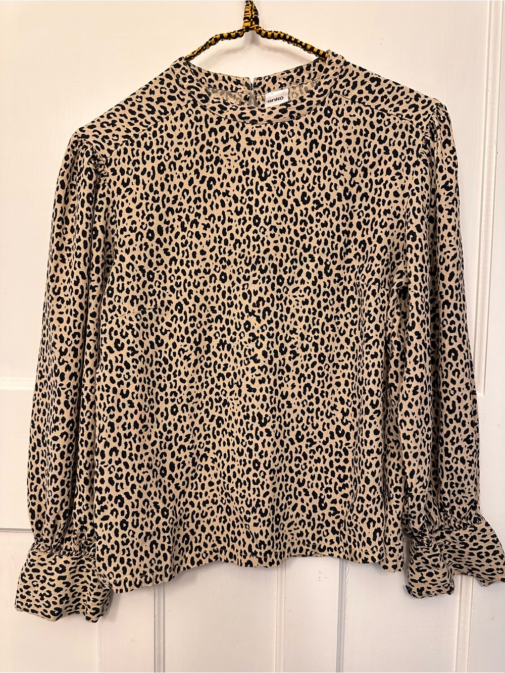 ⭐️ Anko Sz 8 Leopard Print Long-Sleeve Blouse - Beige/Black